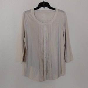 Kim Rogers,  NWT,  L, tuxedo Inspired top, cream